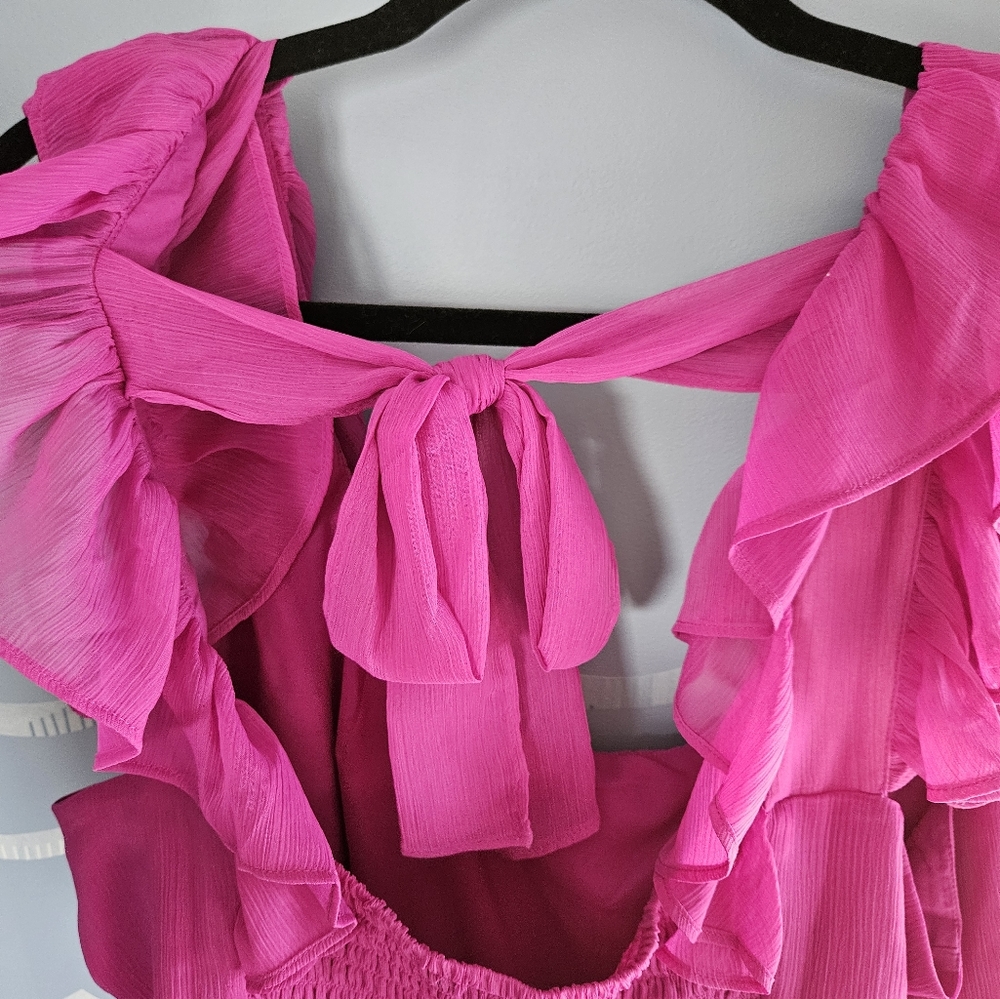Banana Republic pink flowy Ruffle top. Womens XL - Picture 3 of 6